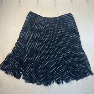Dana Buchman Black Polka Dot 100%‎ Silk Flared Hem Skirt Women's Size 8